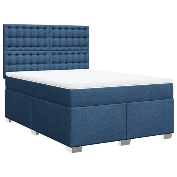 ARDEBO.de - Boxspringbett mit Matratze Blau 140x200 cm Stoff