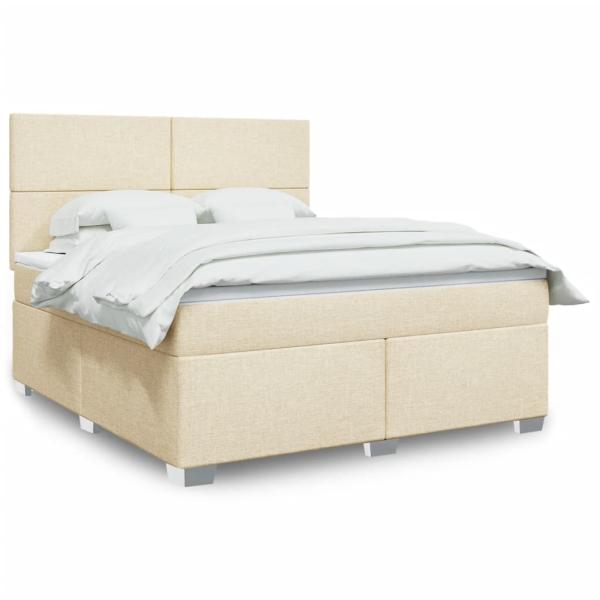ARDEBO.de - Boxspringbett mit Matratze Creme 180x200 cm Stoff
