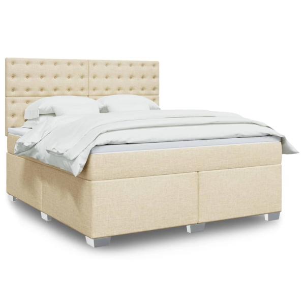 ARDEBO.de - Boxspringbett mit Matratze Creme 180x200 cm Stoff