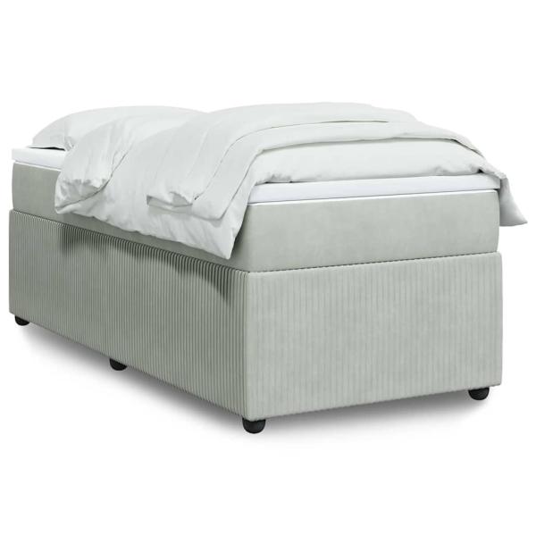 ARDEBO.de - Boxspringbett mit Matratze Hellgrau 100x200 cm Samt