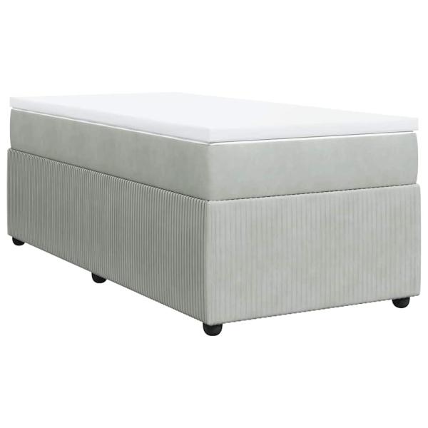 Boxspringbett mit Matratze Hellgrau 100x200 cm Samt