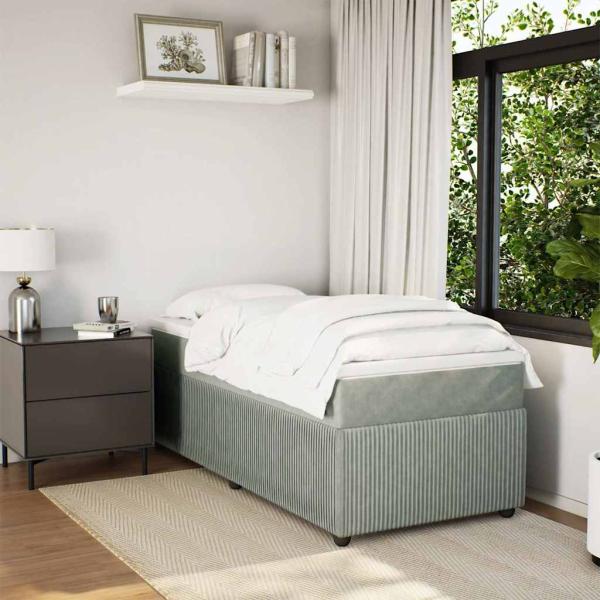 Boxspringbett mit Matratze Hellgrau 100x200 cm Samt