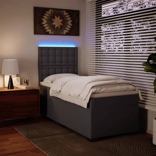 Boxspringbett mit Matratze Grau 90x190 cm Kunstleder