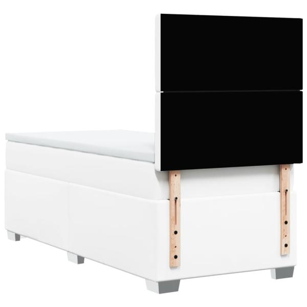 Boxspringbett mit Matratze Weiß 100x200 cm Kunstleder