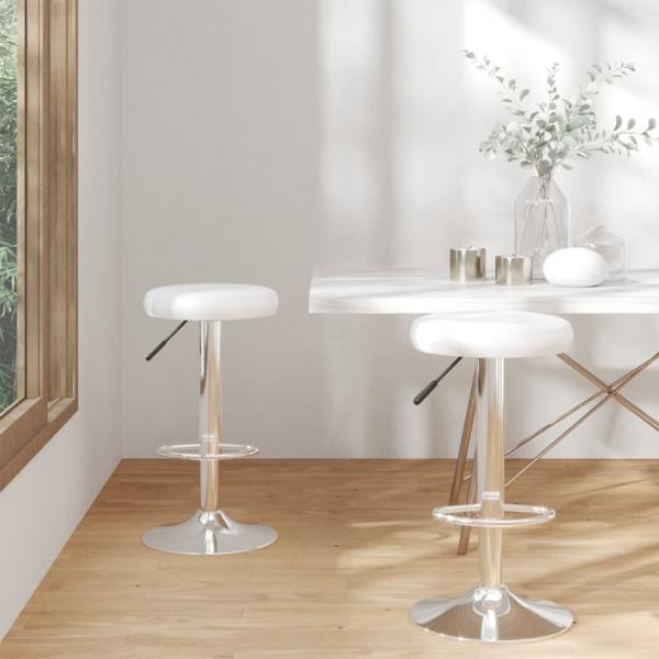 ARDEBO.de - Barhocker 2 Stk. Weiß Kunstleder