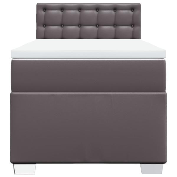 Boxspringbett mit Matratze Grau 90x200 cm Kunstleder