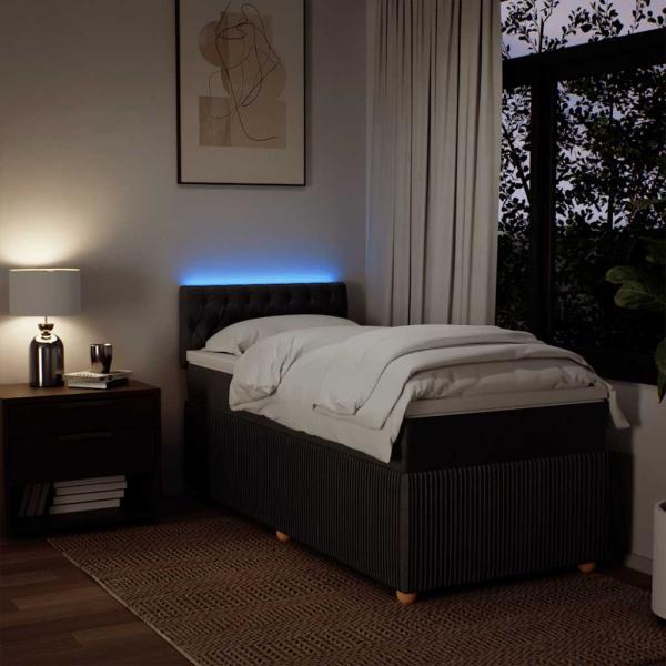 Boxspringbett mit Matratze Dunkelbraun 80x200 cm Stoff