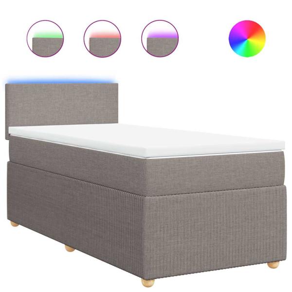 Boxspringbett mit Matratze Taupe 90x200 cm Stoff