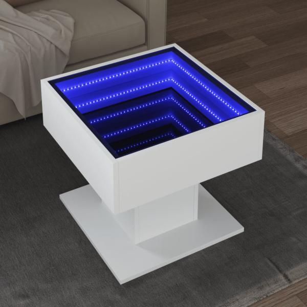 ARDEBO.de - LED-Couchtisch Weiß 50x50x45 cm Holzwerkstoff