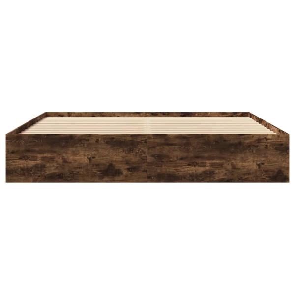 Bettgestell ohne Matratze Räuchereiche 200x200 cm Holzwerkstoff