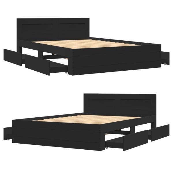 Bettgestell mit Kopfteil ohne Matratze Schwarz 120x200 cm