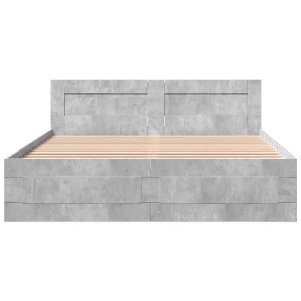 Bettgestell mit Kopfteil Betongrau 150x200 cm Holzwerkstoff