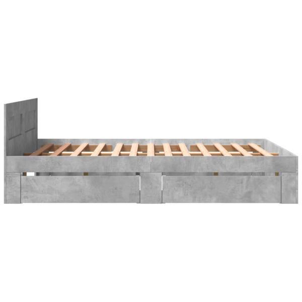 Bettgestell mit Kopfteil Betongrau 150x200 cm Holzwerkstoff