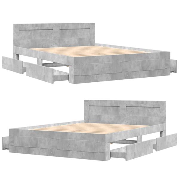 Bettgestell mit Kopfteil Betongrau 150x200 cm Holzwerkstoff