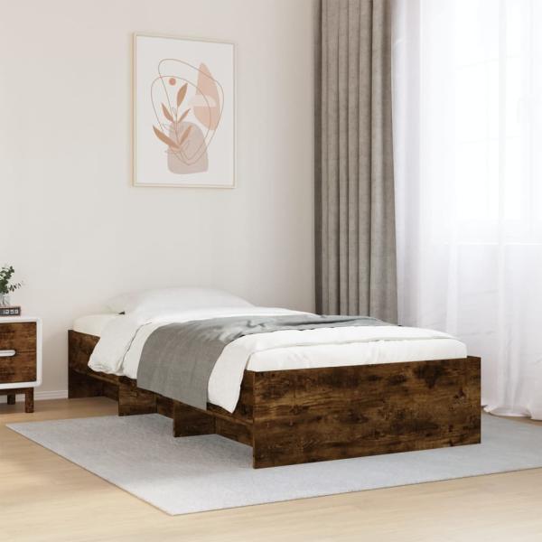 ARDEBO.de - Bettgestell ohne Matratze Räuchereiche 90x190 cm Holzwerkstoff