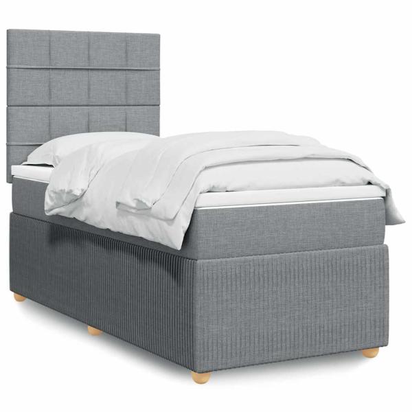 ARDEBO.de - Boxspringbett mit Matratze Hellgrau 80x200 cm Stoff