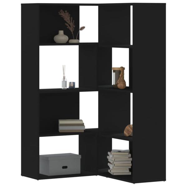 ARDEBO.de - Eck-Bücherregal 4 Etagen Schwarz 85x85x140 cm Holzwerkstoff