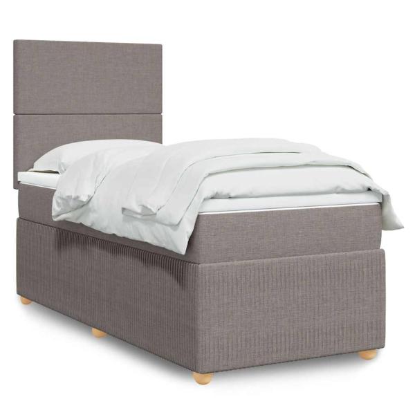 ARDEBO.de - Boxspringbett mit Matratze Taupe 100x200 cm Stoff