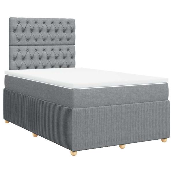Boxspringbett mit Matratze Hellgrau 120x190 cm Stoff