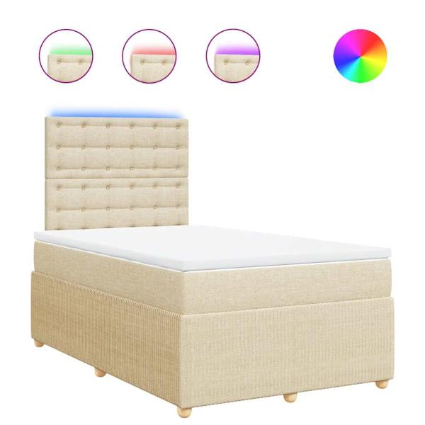Boxspringbett mit Matratze Creme 120x190 cm Stoff