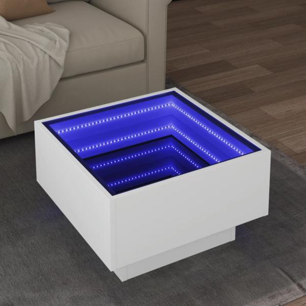 ARDEBO.de - LED-Couchtisch Weiß 50x50x30 cm Holzwerkstoff