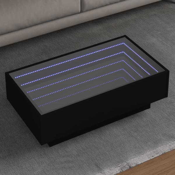 ARDEBO.de - LED-Couchtisch Schwarz 90x50x30 cm Holzwerkstoff