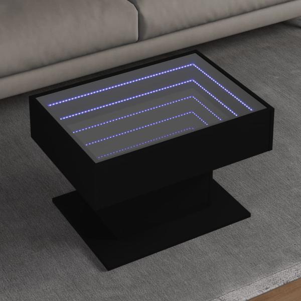ARDEBO.de - LED-Couchtisch Schwarz 70x50x45 cm Holzwerkstoff