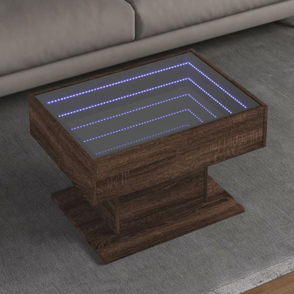 ARDEBO.de - LED-Couchtisch Braun Eichen-Optik 70x50x45 cm Holzwerkstoff