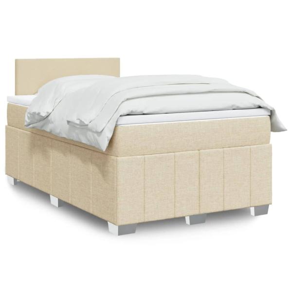 ARDEBO.de - Boxspringbett mit Matratze Creme 120x200 cm Stoff