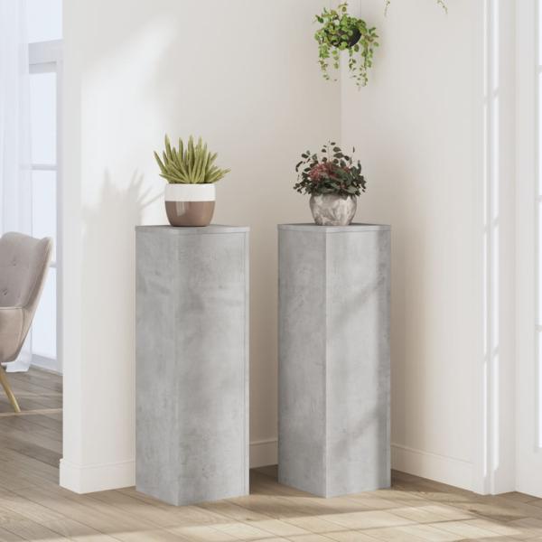 ARDEBO.de - Pflanzenständer 2 Stk. Betongrau 25x25x80 cm Holzwerkstoff