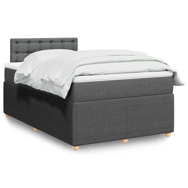 ARDEBO.de - Boxspringbett mit Matratze Dunkelgrau 120x190 cm Stoff