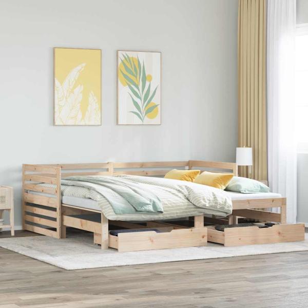 ARDEBO.de - Tagesbett mit Schubladen 90x200 cm Massivholz Kiefer