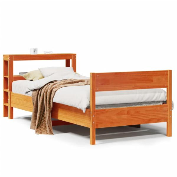 Massivholzbett ohne Matratze Wachsbraun 90x190 cm Kiefernholz