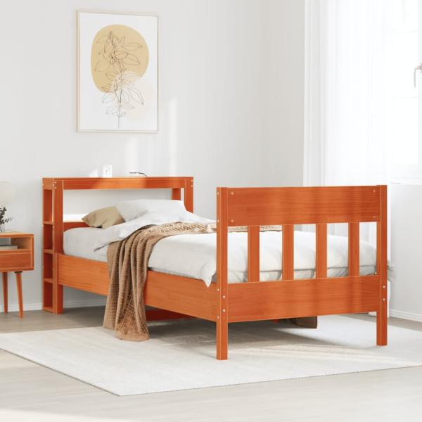 ARDEBO.de - Massivholzbett ohne Matratze Wachsbraun 90x200 Kiefernholz