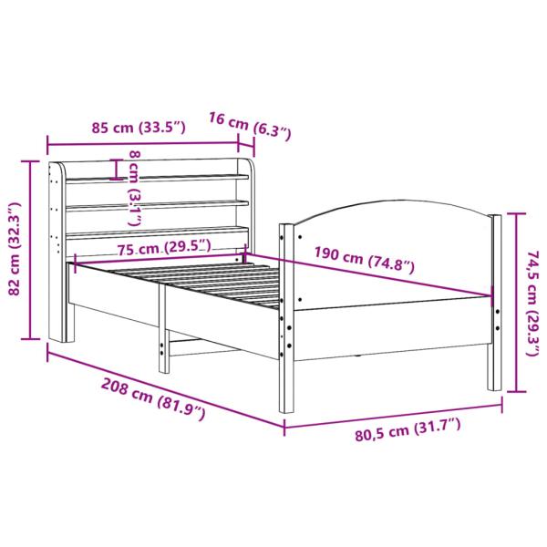 Massivholzbett ohne Matratze 75x190 cm Kiefernholz