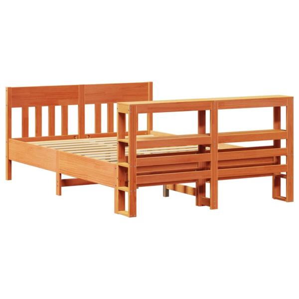 Massivholzbett ohne Matratze Wachsbraun 150x200 cm Kiefernholz