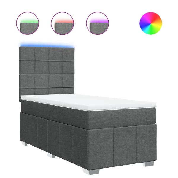 ARDEBO.de - Boxspringbett mit Matratze Dunkelgrau 100x200 cm Stoff