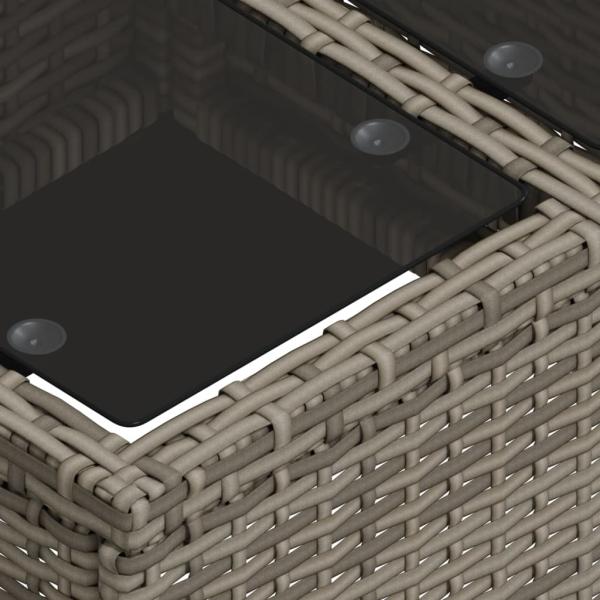 2-tlg. Garten-Sofagarnitur mit Kissen Grau Poly Rattan Glas