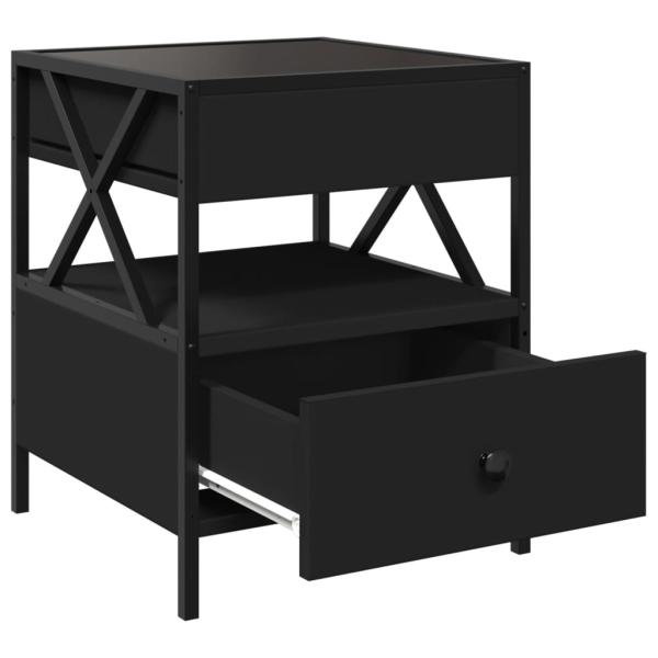 Nachttisch mit Infinity-LED Schwarz 40x40x51 cm