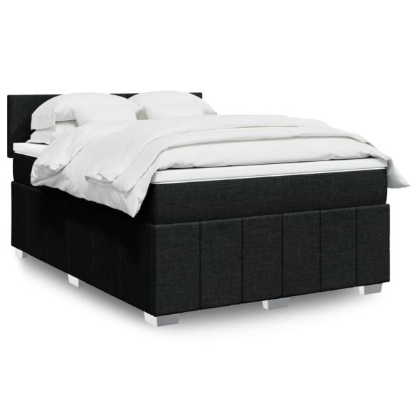 ARDEBO.de - Boxspringbett mit Matratze Schwarz 140x190 cm Stoff