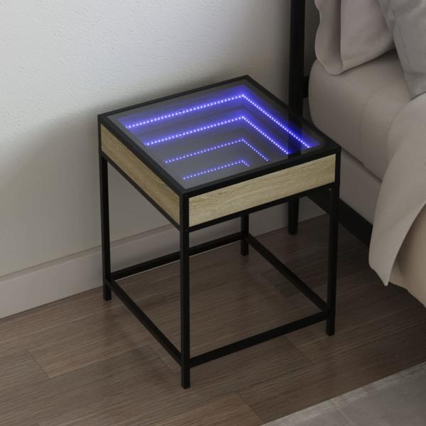 ARDEBO.de - Nachttisch mit Infinity-LED Sonoma-Eiche 40x40x51 cm