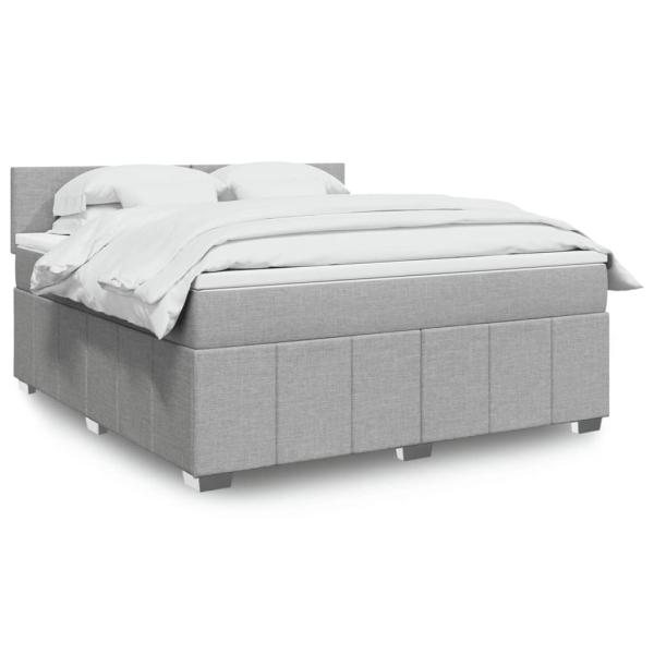 ARDEBO.de - Boxspringbett mit Matratze Hellgrau 180x200 cm Stoff