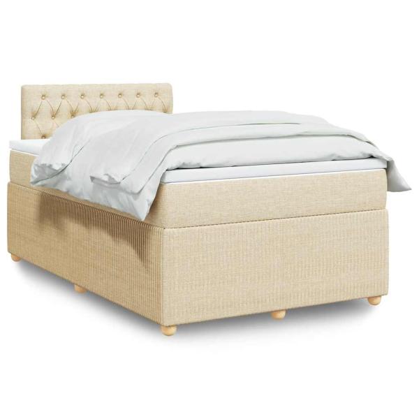 ARDEBO.de - Boxspringbett mit Matratze Creme 120x190 cm Stoff