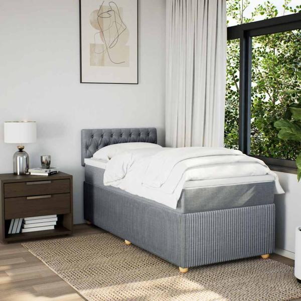 Boxspringbett mit Matratze Hellgrau 200x200 cm Samt