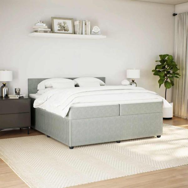Boxspringbett mit Matratze Hellgrau 200x200 cm Samt