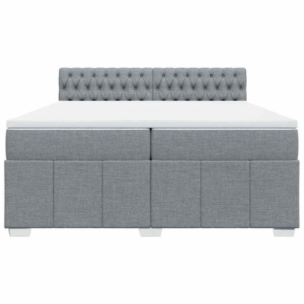 Boxspringbett mit Matratze Hellgrau 200x200 cm Stoff
