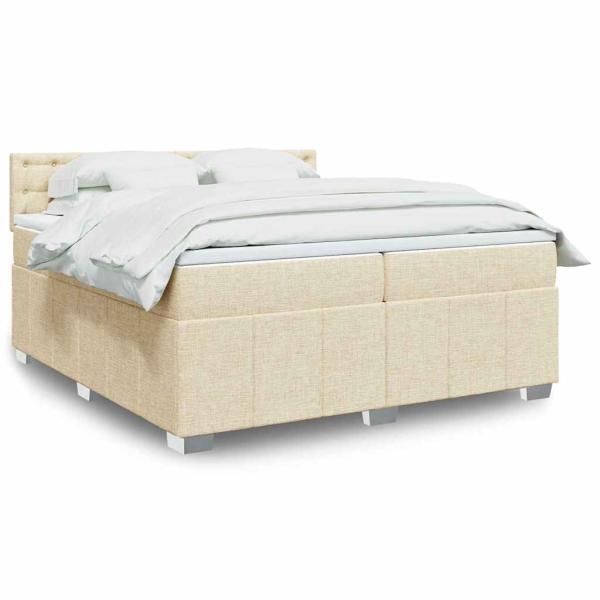 ARDEBO.de - Boxspringbett mit Matratze Creme 200x200 cm Stoff