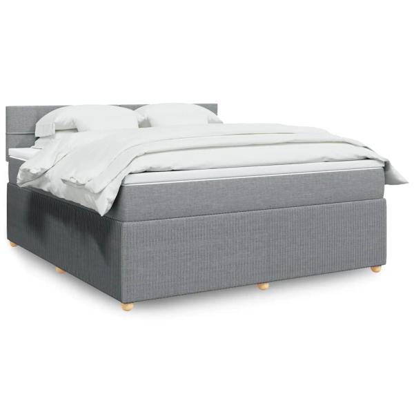 ARDEBO.de - Boxspringbett mit Matratze Hellgrau 180x200 cm Stoff