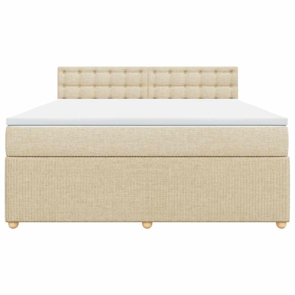 Boxspringbett mit Matratze Creme 180x200 cm Stoff