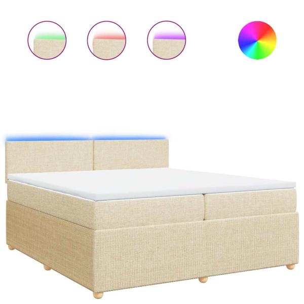 Boxspringbett mit Matratze Creme 200x200 cm Stoff